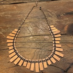 COPPER MATISSE RENOIR FRINGE VINTAGE NECKLACE COSTUME SIGNED