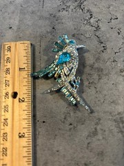 Vintage Jeweled Birds; Swan, Peacock,etc Brooches Lot of 5 Multicolored Pins
