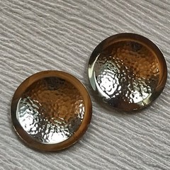 Estate Huge Hammered Silvertone Circle Post Earrings for Pierced Ears – 1 and 5/