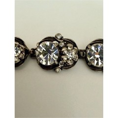 Vintage Hollycraft 1954 Clear Rhinestone Bracelet Signed Silver Tone Statement