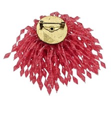 Pink Plastic Waterfall Bead Brooch Pom-Pom Style Pin J709
