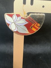Vintage Laurel Burch Gold Tone Burgundy Enamel Flower Dangle Earrings