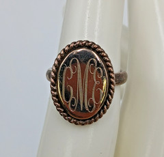 VTG 925 Monogram CME CEM Signet Ring Sz 4.75 Sterling Silver 5g Engraved Oval