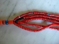 Vintage Antique Venetian Red White Heart Trade Bead Necklace