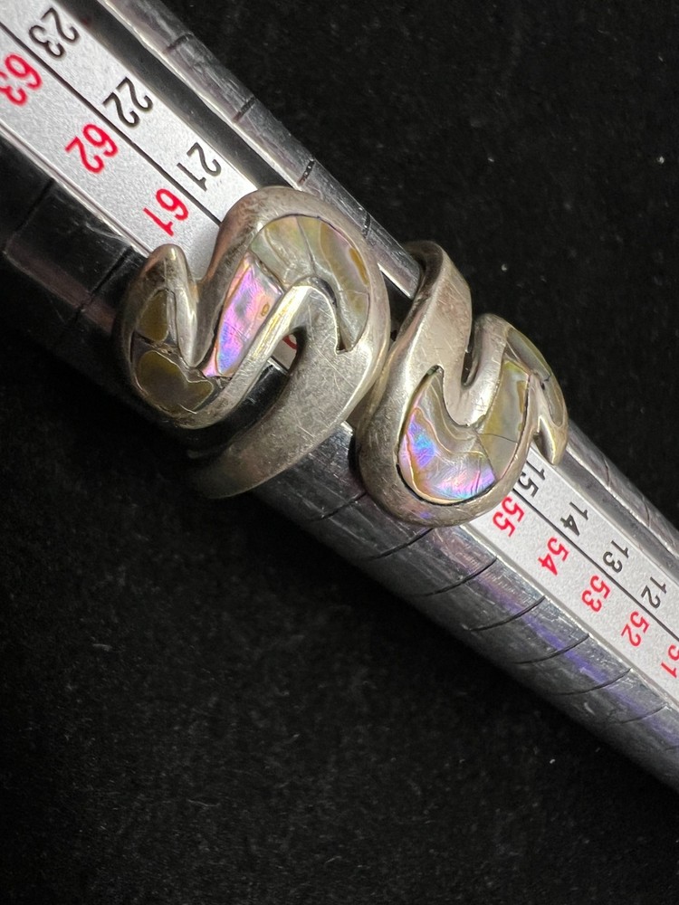 Abalone By Pass Taxco Mexico Sterling Silver Ring size 8.5 Adjustable