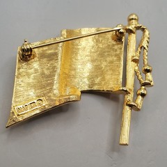 2 Signed Vtg Enamel Brooches: NAPIER U.S. Flag, GERRYS Patriotic Eagle