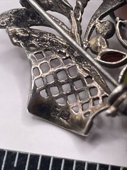 VTG Sterling Silver Marcasite Gemstone Flower Basket Brooch Pin Designer Signed