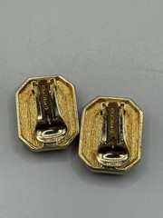 CHRISTIAN DIOR London Blue Topaz Crystal Gold Tone Vintage Clip On Earrings