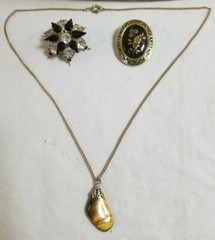 Vintage 21pc BLACK & GOLDTONE Jewelry Lot IOWA HAWKEYES GO HAWKS! MMLot 31