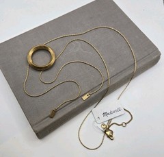 Madewell Sliding Ring Bolo Necklace Western Gold Rope Lariat 40″ Glam 70s