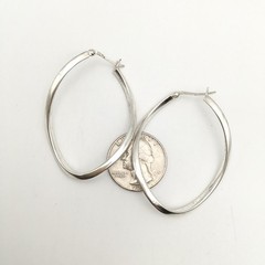 Vintage Sterling Silver 2” Twist Oval Hoop Earrings Marked 925 MWS 6.9g #00