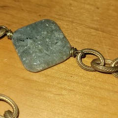 Vintage Artisan Jade Turquoise Carnelian Rutilated Quartz Necklace 14K GF