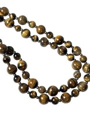 Vintage TIGERS EYE Stone Round Bead Dangle Disk Pendant Necklace Spacer Beads