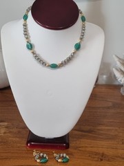 Vintage c1950s-60s Green Grey 10k Gold Fill Necklace Screwback Earring Set Video