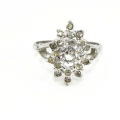 Vintage Ring 1980s Uncas Mfg Co. CZ Cocktail Ring Size 9.5 Retro Glamour Jewelry