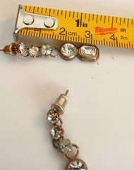 Vintage 1.25″ Dangle Stud Pierced Earrings w/Imitation Diamond Accents