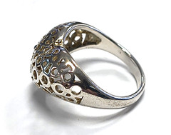 Estate 925 Sterling Silver Filigree Dome Heart Ring Size 8