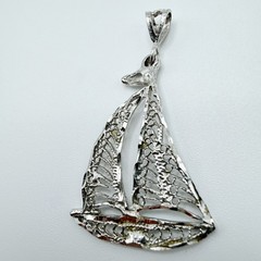 Vintage 925 Sterling Silver Filigree Nautical Sailboat Charm Pendant