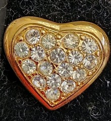 Vintage Casual Corner Heart Rhinestones Gold Color Earrings Surgical Steel Posts