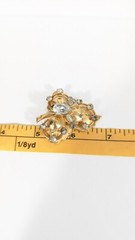 Vintage Ivy Leaf Rhinestone Gold Toned Brooch Pin