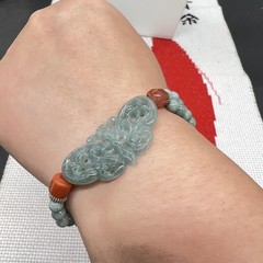 Natural A Jade Blue Water Butterfly Bracelet Chinese Style Hand Carved Jewelry
