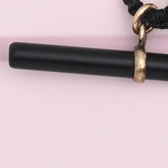 Antique Victorian Upcycled FRENCH JET T Bar Gold Filled Wire Work Bail Pendant