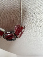 VINTAGE 925 STERLING SILVER SLIDING GLASS BEADS ITALY NECKLACE 18”