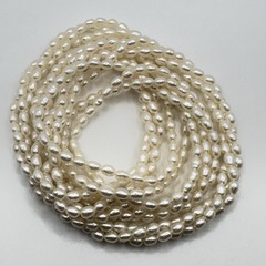 Vintage Rice Pearl Necklace Endless Strand 3 Rows Torsade 30 Inches Classic