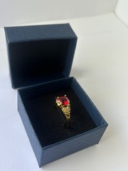 Vintage Red Cubic Zirconia Ring Gold Plated Womens Size 9.5