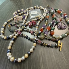 Gemstone Necklace & Bracelet Lot – Semi Precious Gem Jewelry – Amethyst & More
