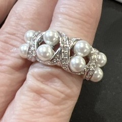 Camilke Lucie Ring Size 7 Faux Pearls