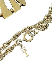 Vintage CROWN TRIFARI Signed Pendant Necklace Gold Trifarium Rope Chain