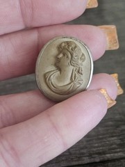 Gorgeous Antique Lava Cameo Cuff Link BP