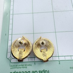VTG 90s to More Modern Baguette Rhinestone Brushed Gold Tone Pierced Earrings