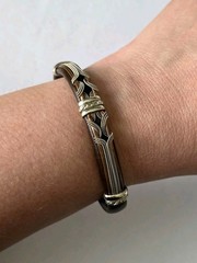Vintage Brown Leather Cuff Boho Bracelet Copper Brass Base Southwestern Styl 7.5