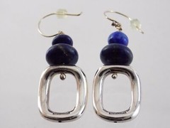 Sterling Silver Lapis Lazuli Beaded Dangling Hook Earrings 925 THAILAND 2.25 In