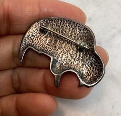 Vintage Shube 925 Sterling Silver Textured Buffalo Pin Brooch