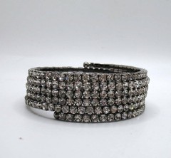Vintage RJ Graziano wide spiral prong-set rhinestone bracelet