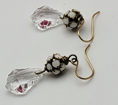 Vintage 14K Gold Filled Clear Crystal Drop Earrings 1″ French Wire