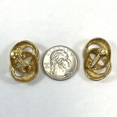 Vintage Napier Hinged Screw Back Earrings Gold Tone Double Loop Links Adjustable