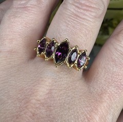 Vintage AVON Marquise Purple Amethyst Ring Size 9.75 Gold Plated Fashion