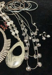 Vintage To Modern Mixed Estate Costume Jewelry Lot Silver Tone Rhinestones More