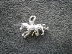 Small Mare & Foal Vintage Solid Sterling Silver Bracelet Charm Pendant 2.0g