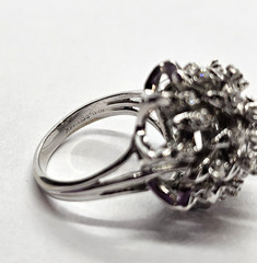 Vintage 14K White Gold 0.25CT Center Diamond Cluster Cocktail Ring Size 6 9.33gr