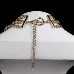 Vintage Juicy Couture Chunky Necklace 3 Row Clear Crystals Gold-tone Y2K Rare