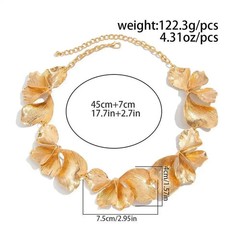 Vintage Punk Irregular Flower Choker Necklace Gold Silver Tone Large Petal