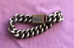 Vtg Sterling Silver Chain Curb Link Bracelet 116.8 g 7.75″ L 5/8″ wide