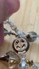 Pretty Crystal Beaded Faceted 925 Sterling Champagne Glass Beaded Long Necklace