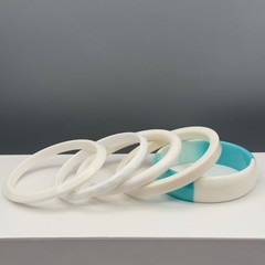 Vintage Plastic Bangle Bracelet Stack Set Aqua White Lucite