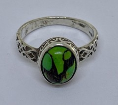 YS India 925 Vintage Ring W/Green Stone, Size 7